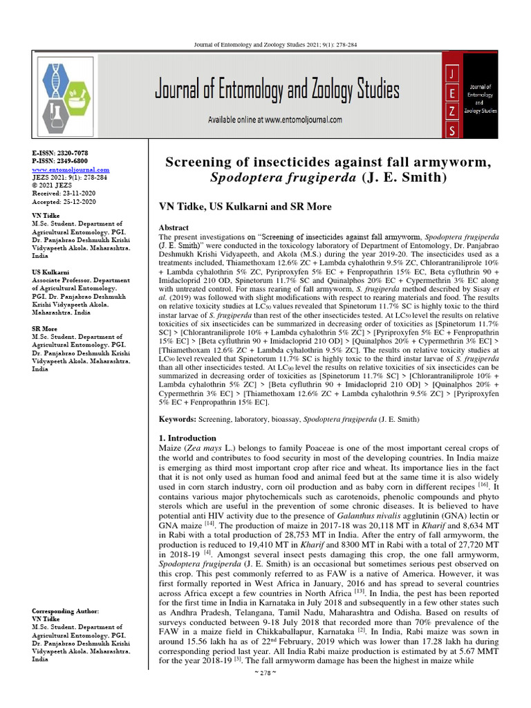 Insecticide Efficacy Against Fall Armyworm | PDF | Insecticide