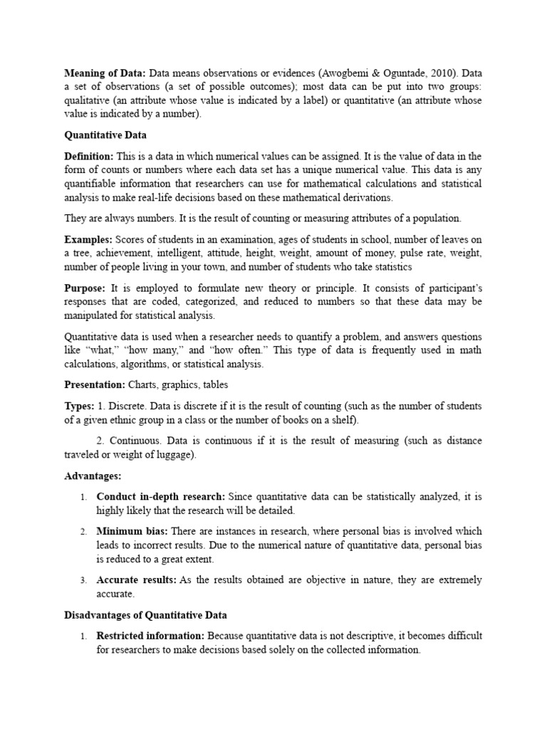 Quantitative Data Pdf Quantitative Research Statistics