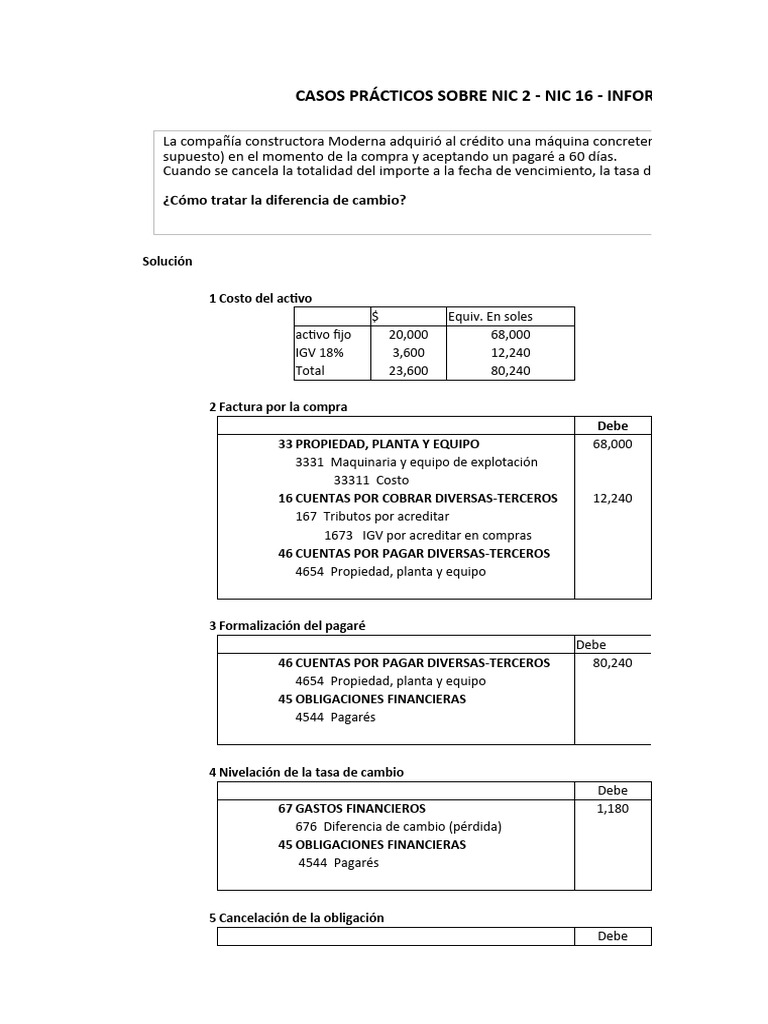 Ejercicios Resueltos NIC 16 y IGV | PDF | Dinero | Business