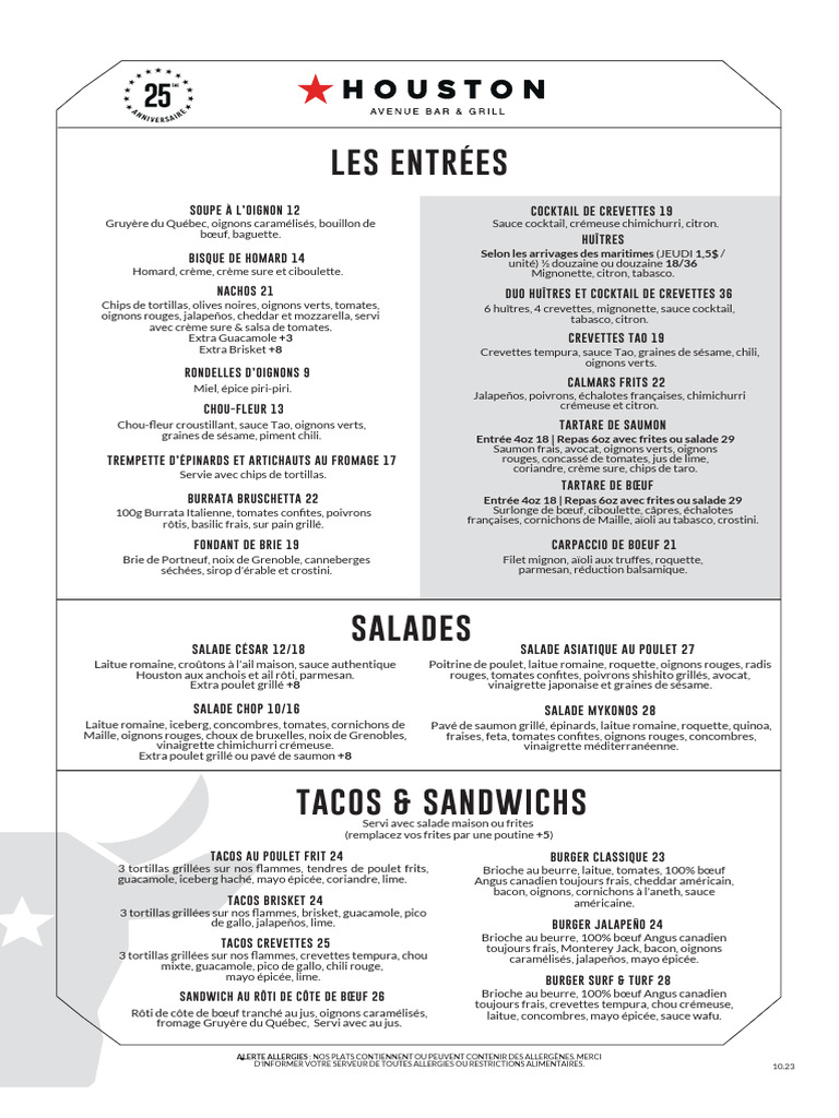 Menu du Restaurant Houston | PDF | sauce | Steak
