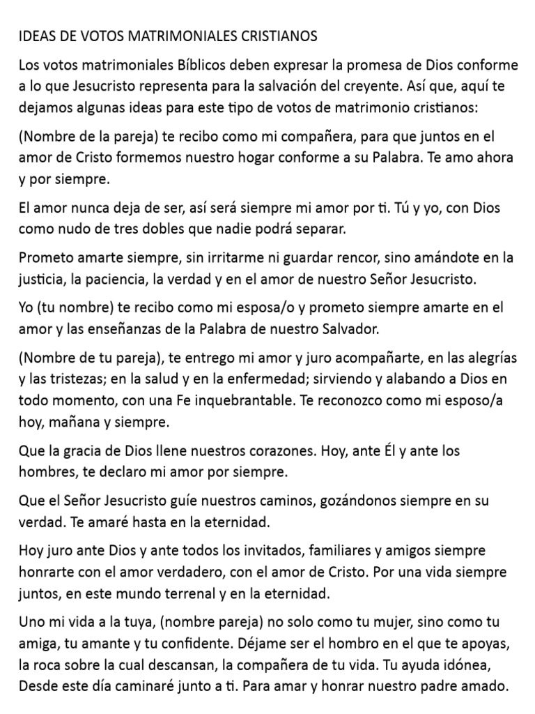 Ideas de Votos Matrimoniales Cristianos | PDF | Amor | Cristo (título), image size:768x1024