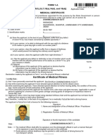 Form 1-A (See Rules 5 (1), (3), 7,10 (A), 14 (D), and 18 (D) ) : Certificate of Medical Fitness