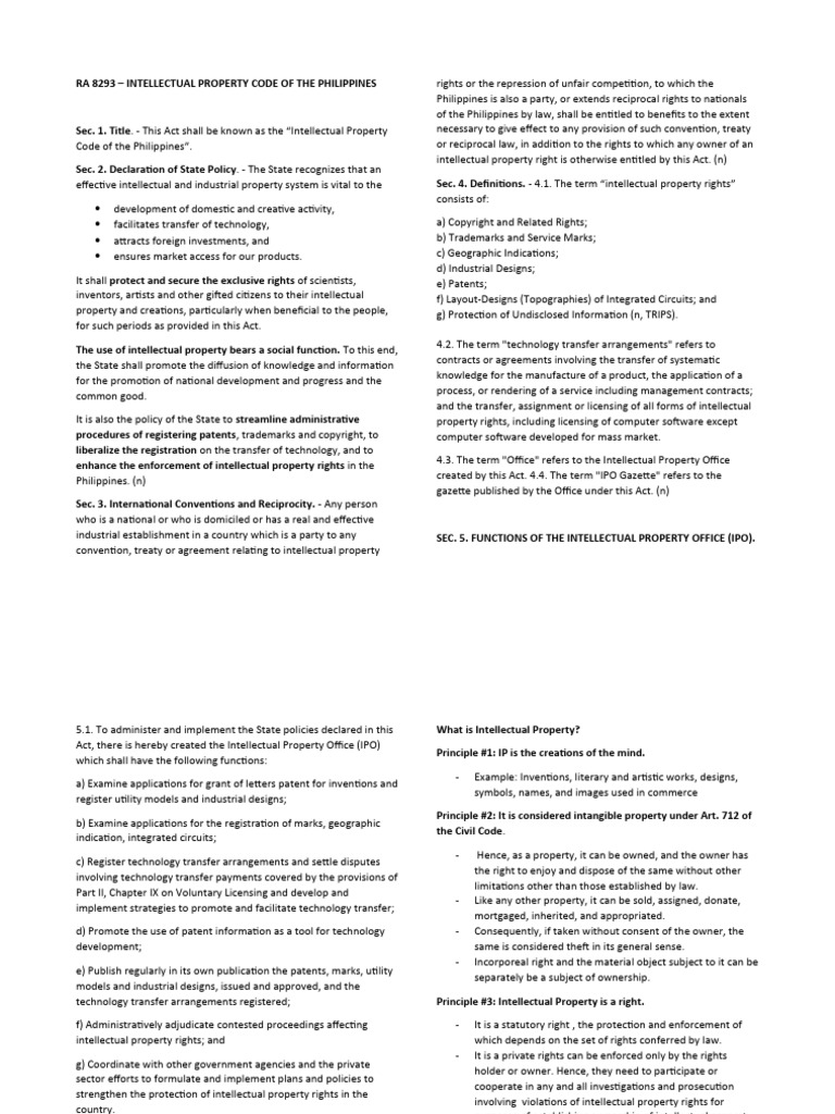Philippine Intellectual Property Code Overview | PDF | Intellectual ...