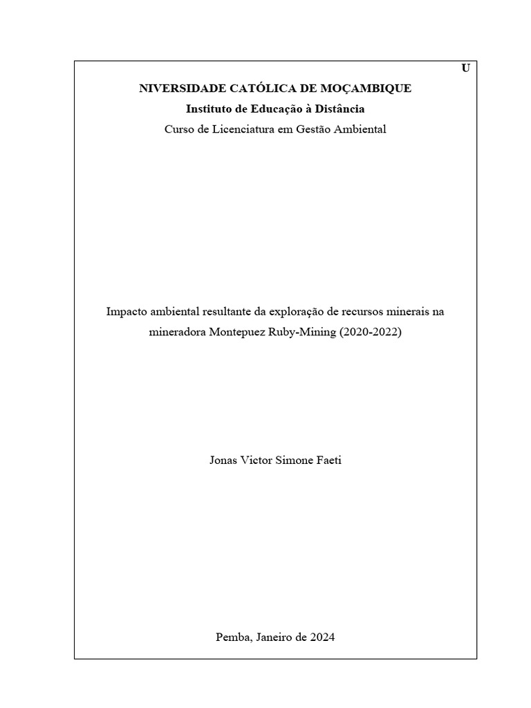 Impacto Ambiental da Mineração de Ruby | PDF | Mineração | Química