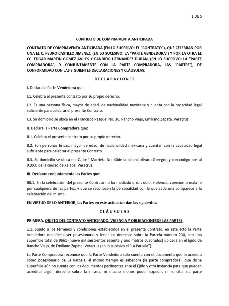 Contrato de Compra Venta Anticipada | PDF | Derecho empresarial | Ley común