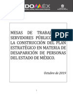 Mesas de Trabajo Con Servidores Públicos para La Construcción Del Plan Estratégico en Materia de Desaparición de Personas Del Estado de México