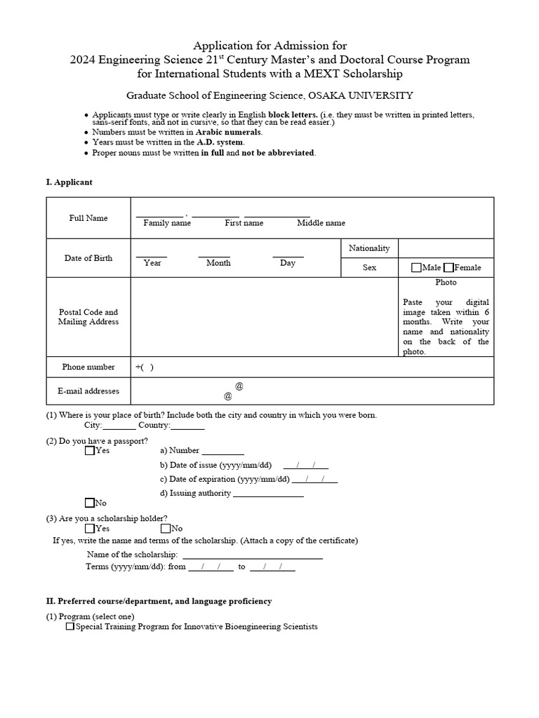 2 3 application form for mext bioengineering october 2024 pdf
