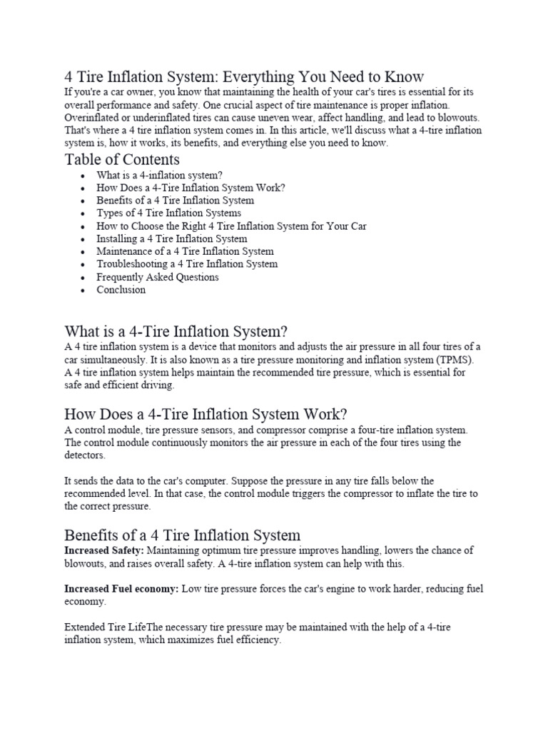 Tire Inflation Requirements For Car Tire Changes