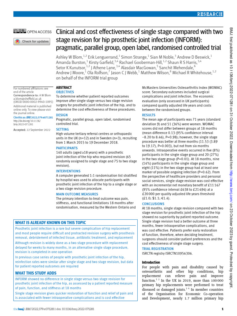 Clinical and Cost Effectiveness of Single Stage Compared With Two Stage ...