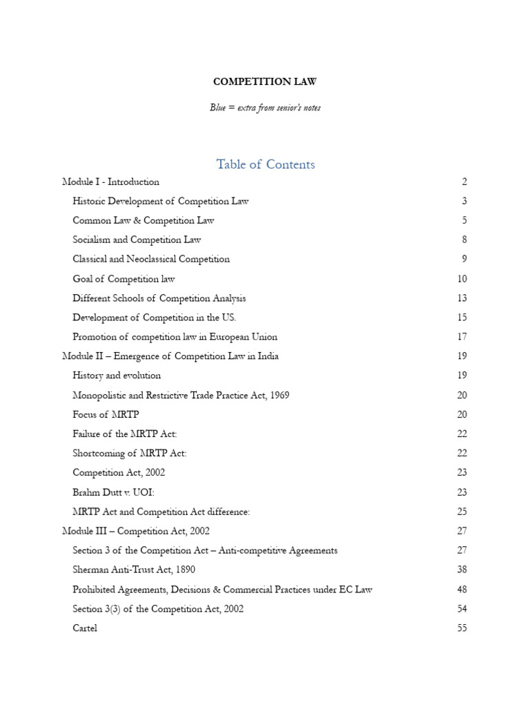 Overview of Competition Law History | PDF | Restraint Of Trade ...