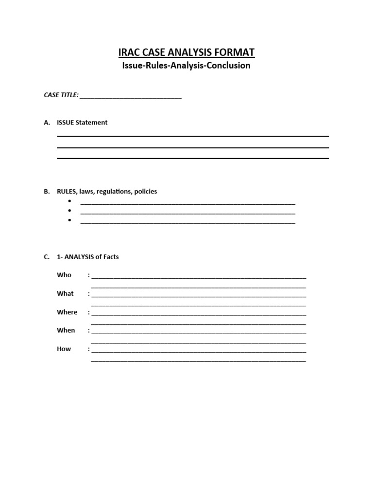 IRAC Case Analysis Template | PDF