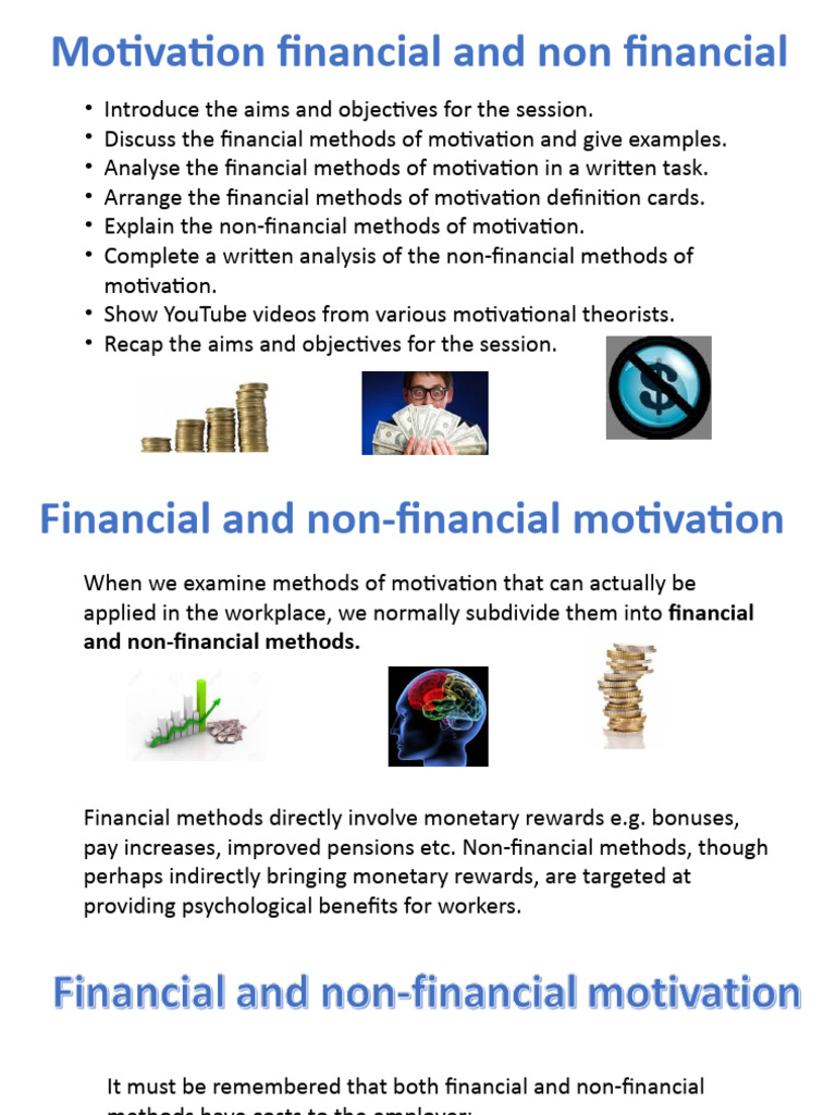 Financial and Non-Financial Motivation Techniques | PDF | Salary ...