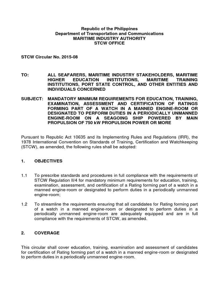 STCW Circular No 2015 08 Rfpew PDF