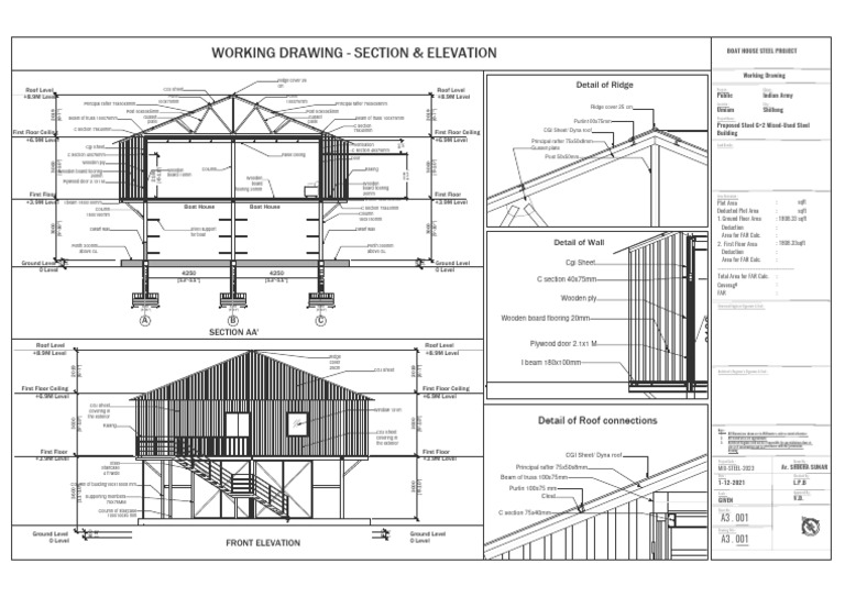 Working Drawing - Section & Elevation: Detail of Ridge | PDF ...