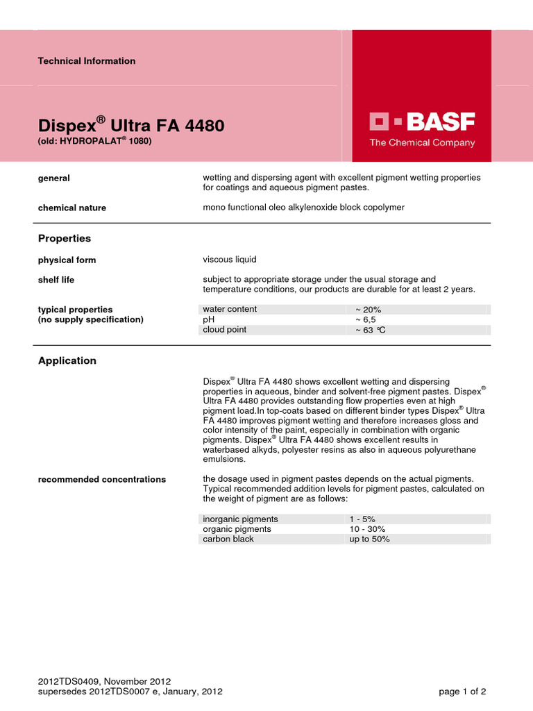 Dispex Ultra Fa 4480 | PDF | Pigment | Paint