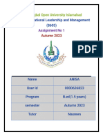 Course: Educational Leadership and Management (8605) : Allama Iqbal Open University Islamabad