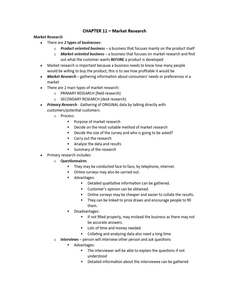 CHAPTER 11-Market Research | PDF