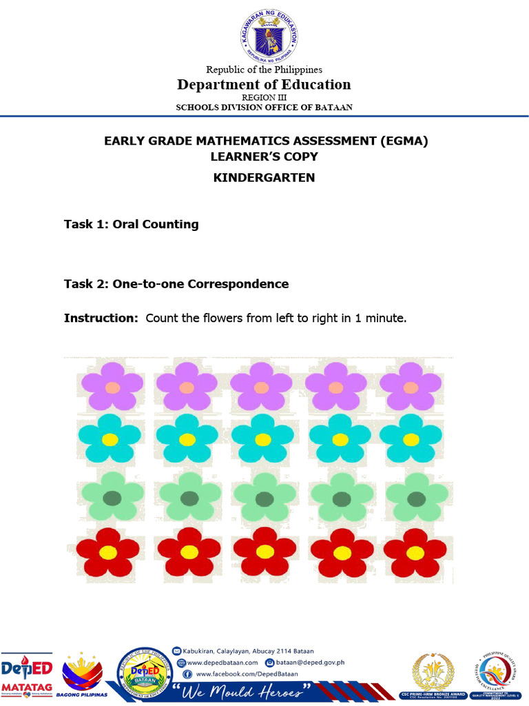 EGMA Kindergarten Assessment Guide | PDF