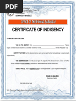 Certificate of Low Income