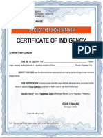 Certificate of Low Income
