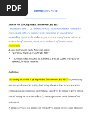 Short note Promissory Note
