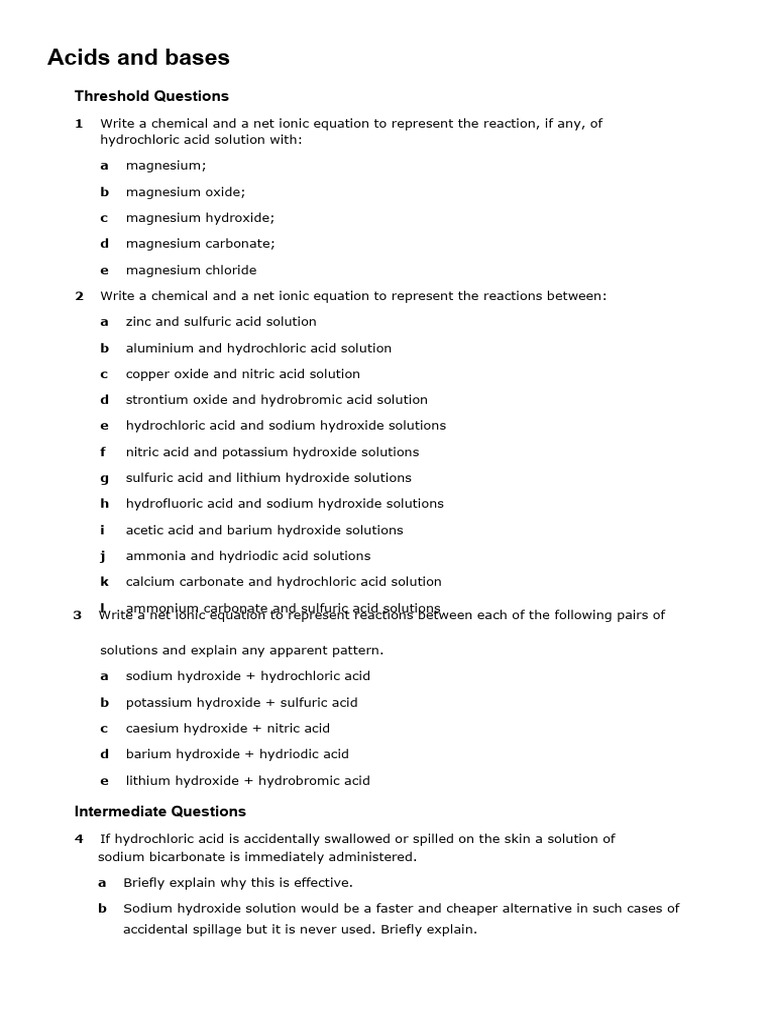 Acids&Bases | PDF | Acid | Sodium Hydroxide