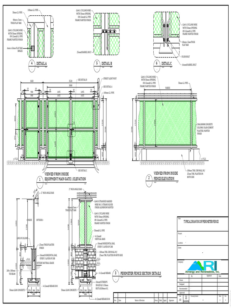 Perimeter Fence Design and Details | PDF | Building Technology | Civil ...