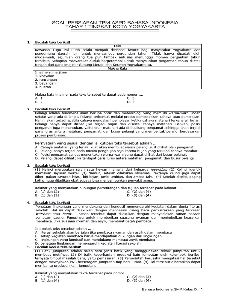 Soal Persiapan Tpm Aspd Tahap 1 Februari 2023 Cendekia Kunci Pdf