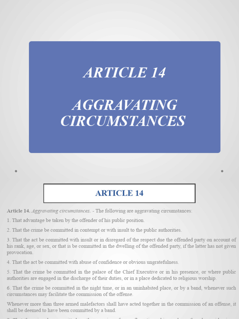 Luzon Lectures Aggravating | PDF | Sentence (Law) | Hazards
