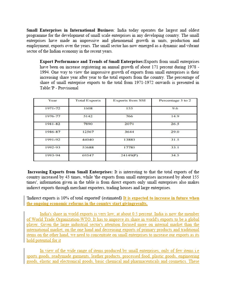 Small Enterprises in International Business | PDF | Economic Growth ...