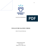 Faculty of Technology - Master's Thesis Instructions 2019a
