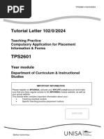 Tutorial Letter 102/0/2024: Teaching Practice Compulsory Application For Placement Information & Forms