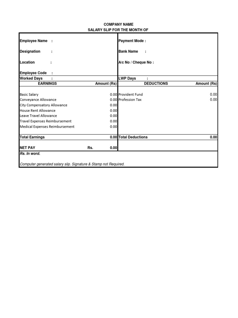 SIMPLE SALARY SLIP FORMAT IN PDF FREE DOWNLOAD visual data 5