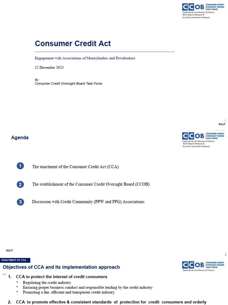 CCOB: Regulating Consumer Credit in Malaysia | PDF | Credit | Finance ...