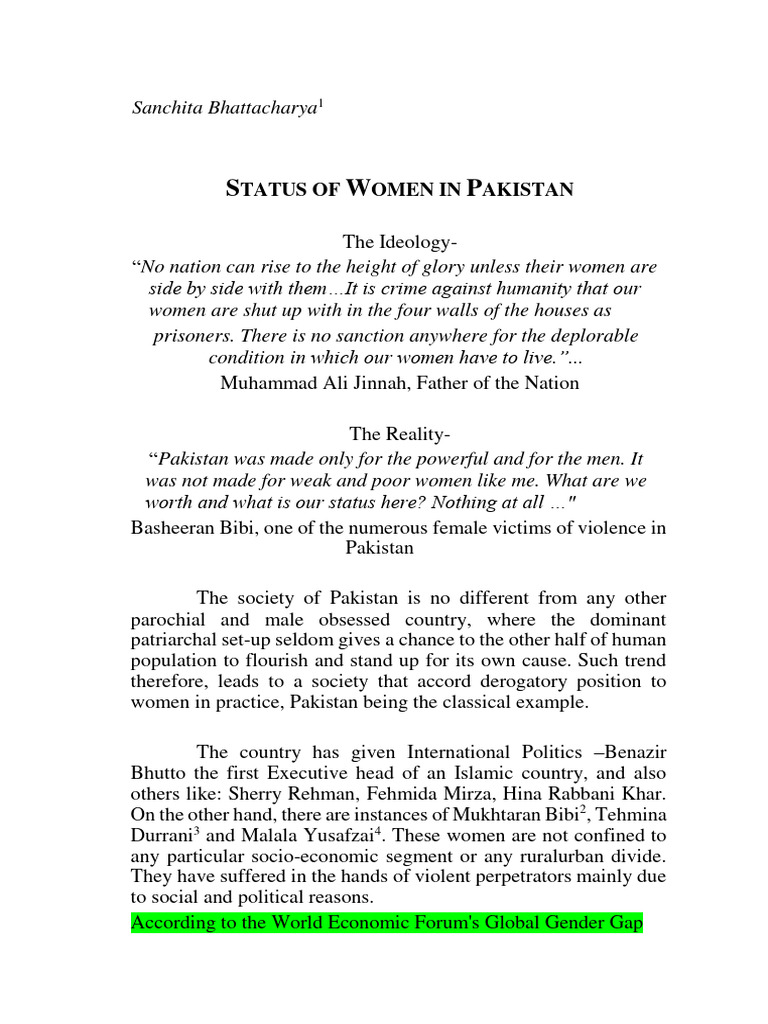 Status of Women in Pakistan | PDF | Marriage | Wife
