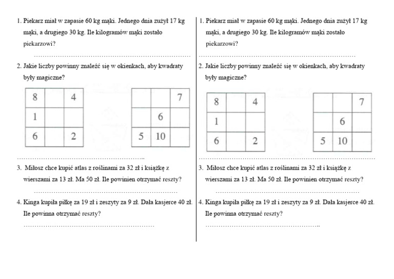 Matematyka Zadania Tekstowe Klasa 2 Sprawdzian