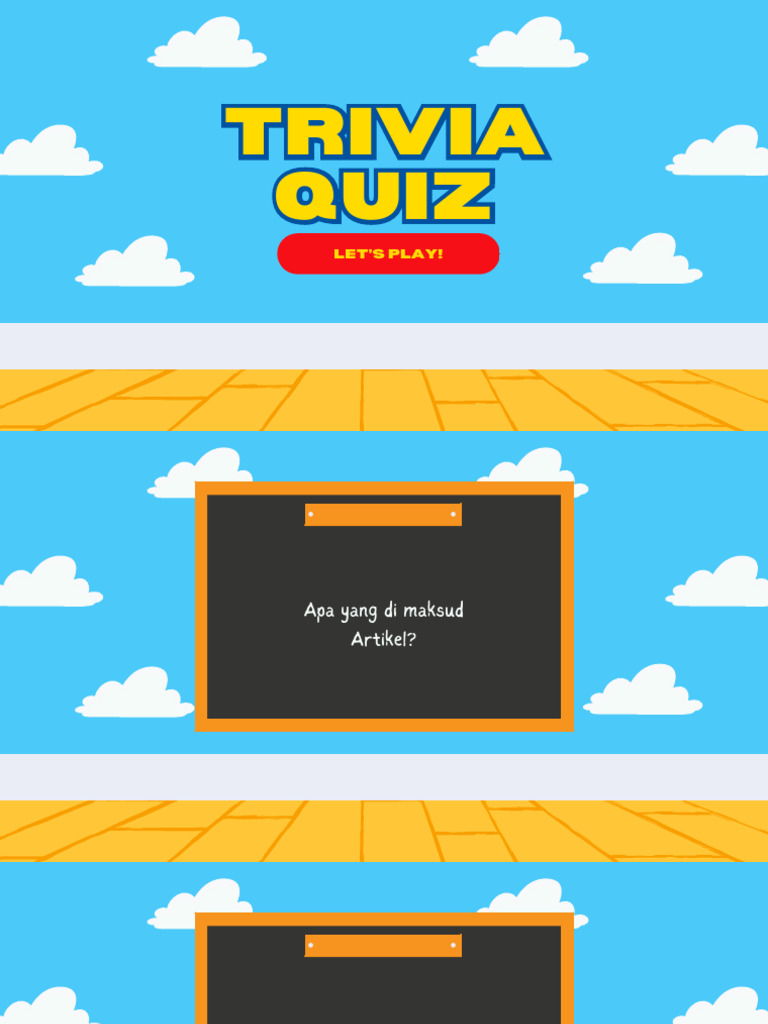 Blue and Yellow Fun Colorful Trivia Quiz Kids Game Presentation | PDF