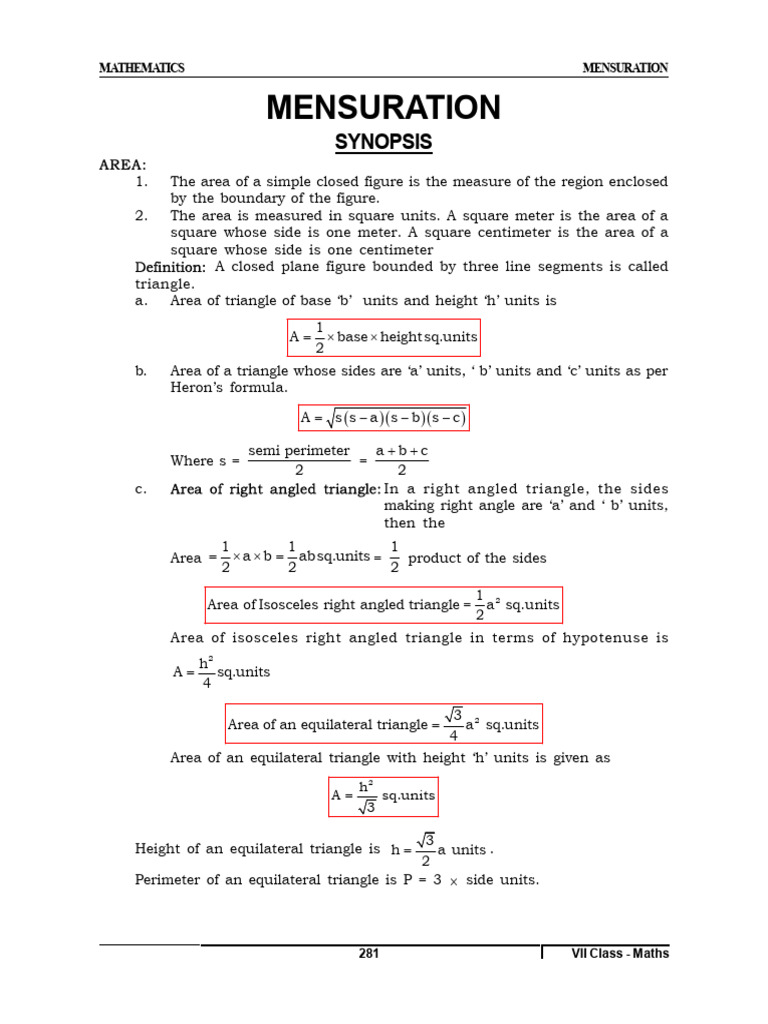 Perimeter and Area of Shapes | PDF | Area | Triangle