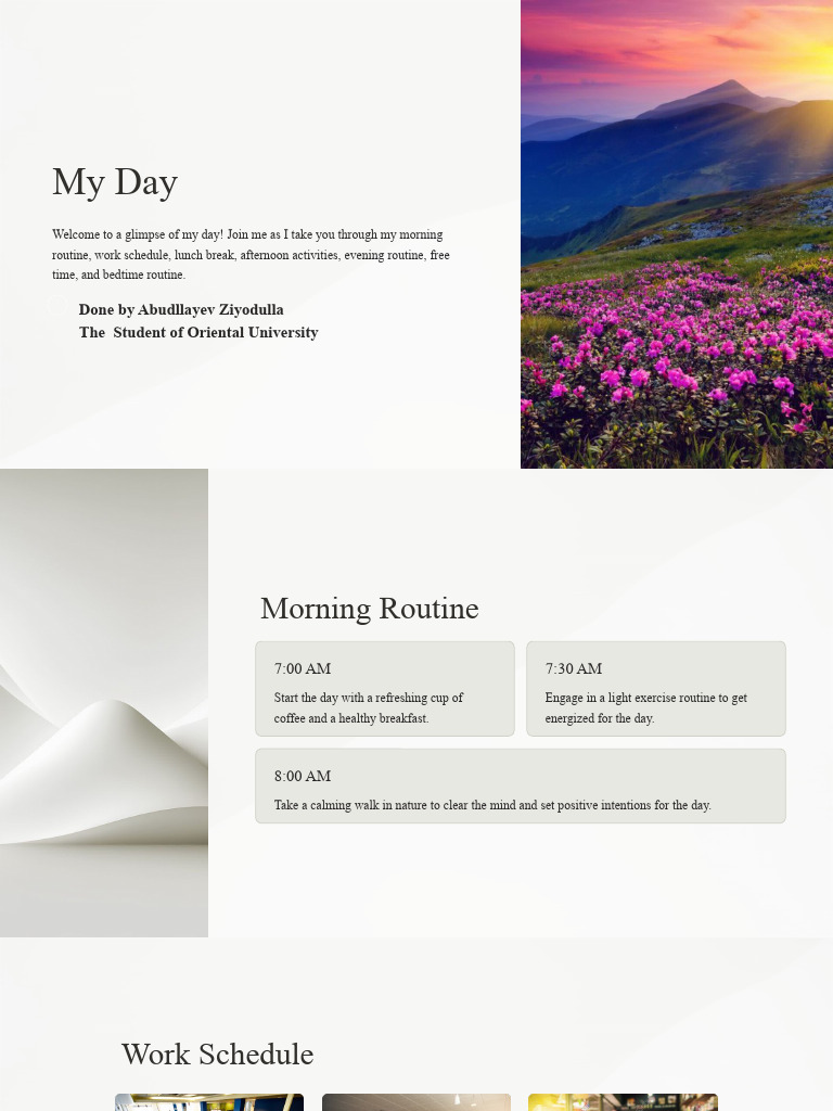 A Day in My Life: Routines & Activities | PDF | Meditation