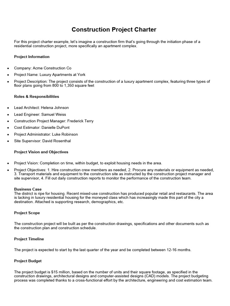 Luxury Apartment Construction Charter | PDF | Specification (Technical ...