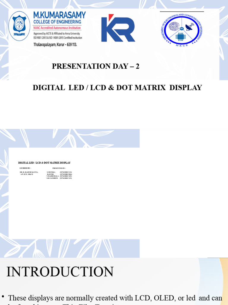 Project Presentation | PDF | Light Emitting Diode | Liquid Crystal Display