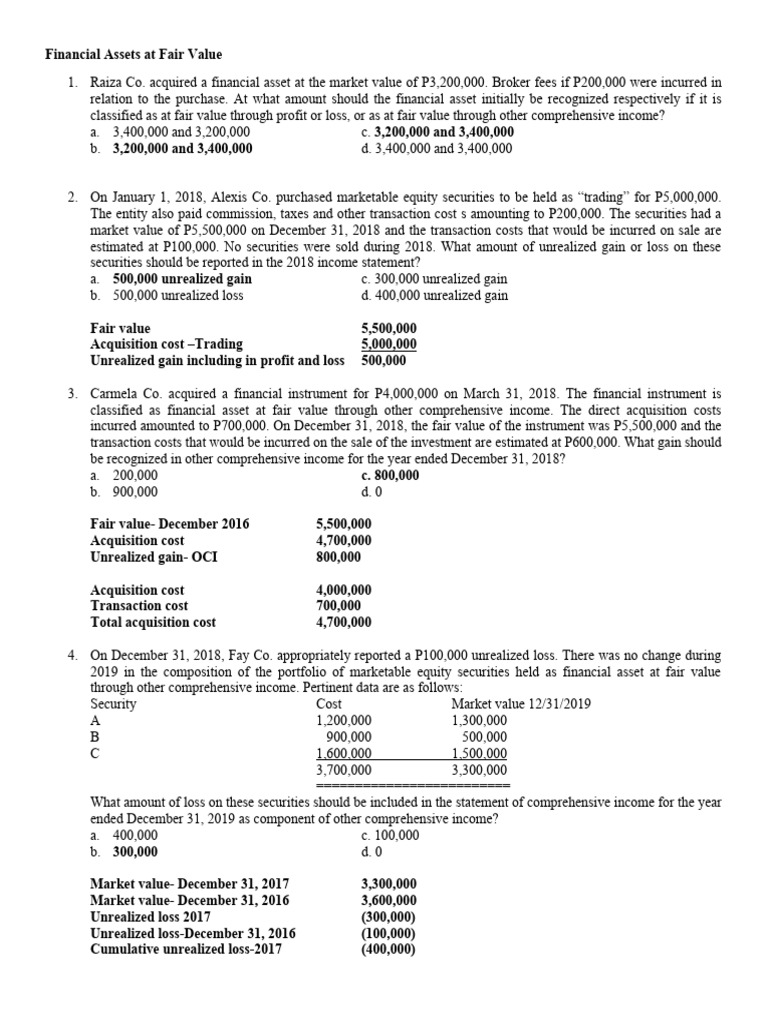 Financial Assets at Fair Value Analysis | PDF | Fair Value | Dividend