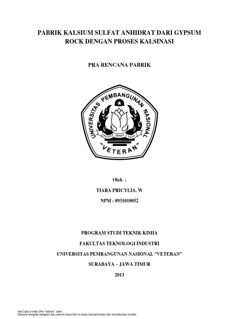 Pabrik Kalsium Sulfat Anhidrat | PDF