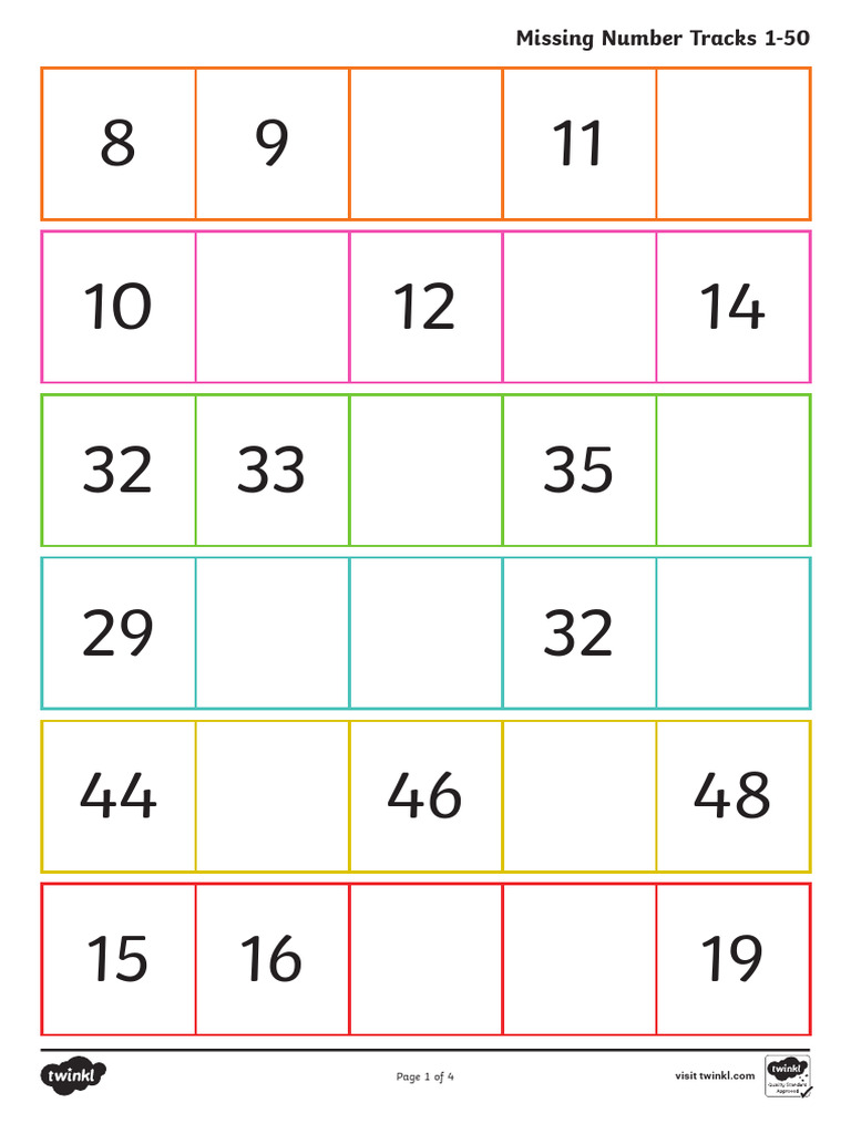 T N 10031 EYFS Missing Number Tracks 050 DS Template Ver 2 | PDF