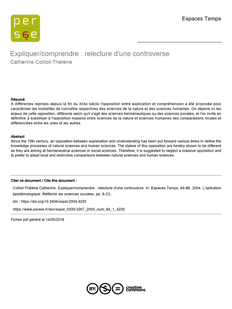Colliot-Thélène 2004 Expliquer Comprendre | PDF | Science | Max Weber