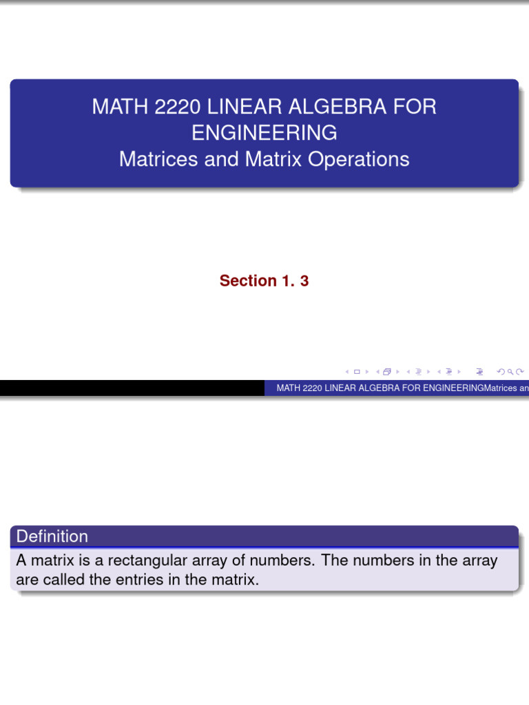 Section 1.3 | PDF | Matrix (Mathematics) | Linear Algebra
