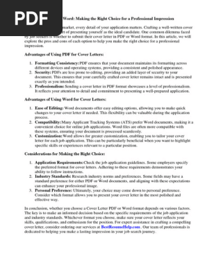 Cover Letter PDF or Word
