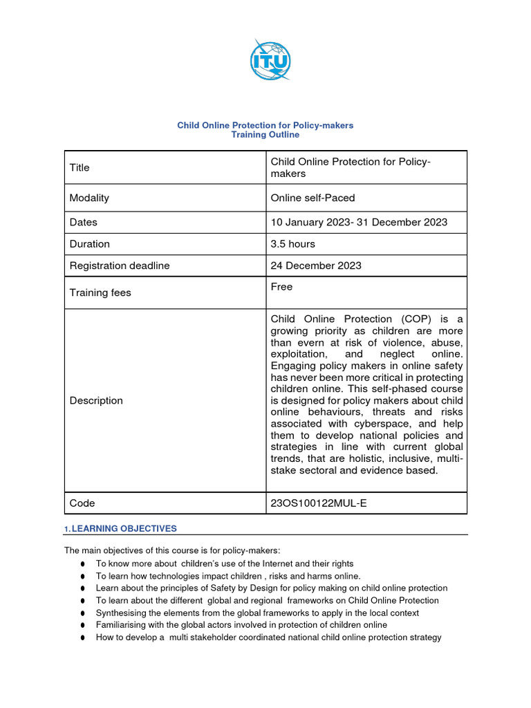 Child Safety Course for Policymakers | PDF | Policy | Risk