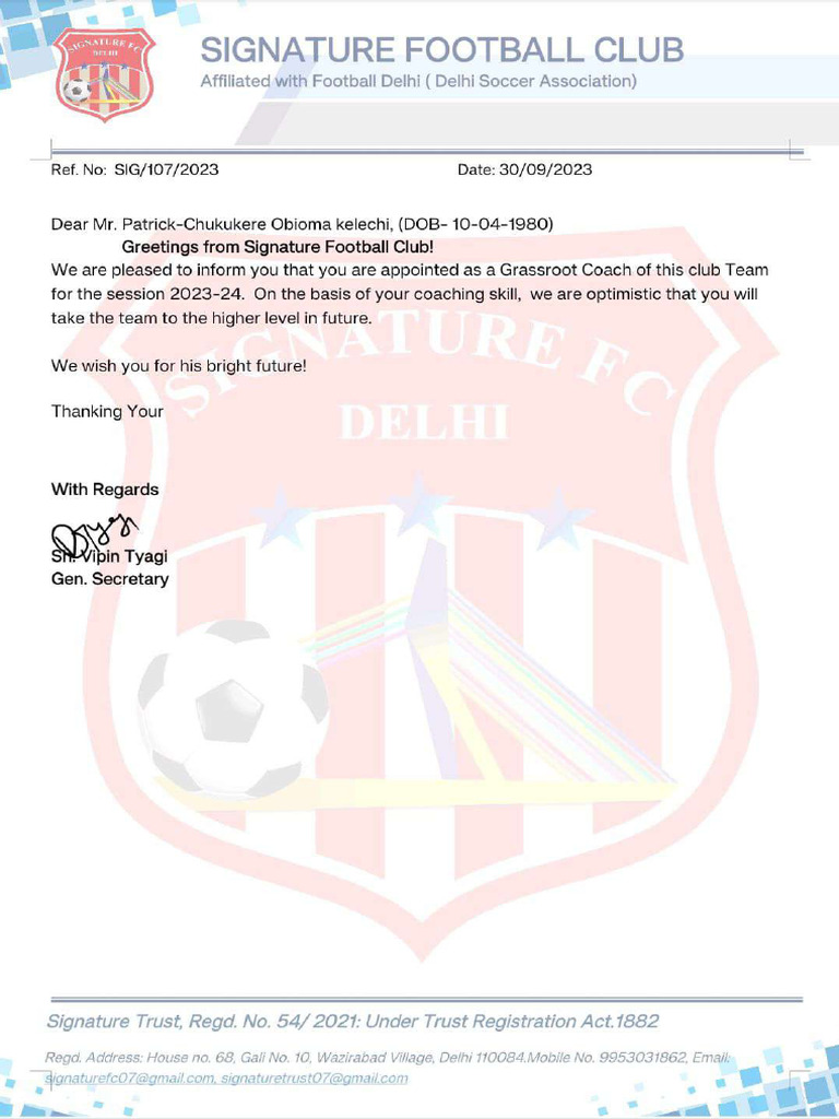 Signature FC Appointment | PDF
