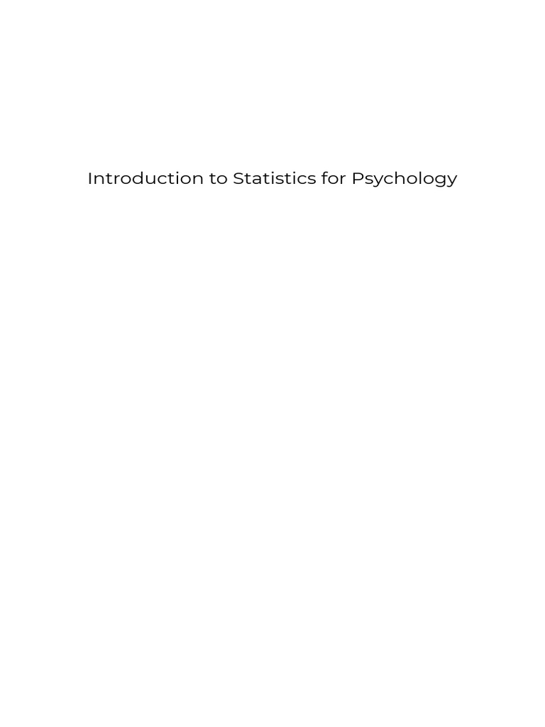 Introduction To Statistics For Psychology 1640825320 | PDF